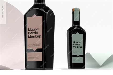 Premium PSD | Liquor bottles with paper backdrop mockup
