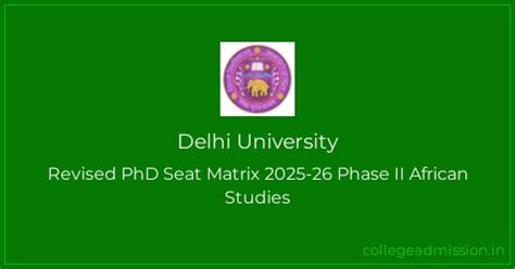 Delhi University: Revised PhD Seat Matrix 2025-26 Phase II African ...