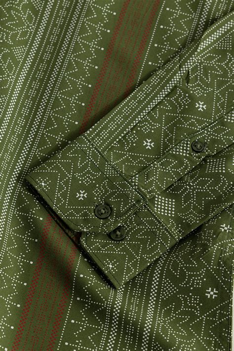 Buy Men's Tribal Artistry Olive Shirt Online | SNITCH