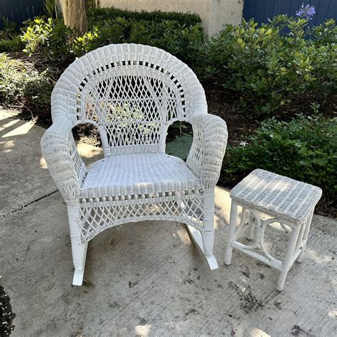 Vintage White Wicker Outdoor Furniture Rattan Sitzgruppe Koblenz