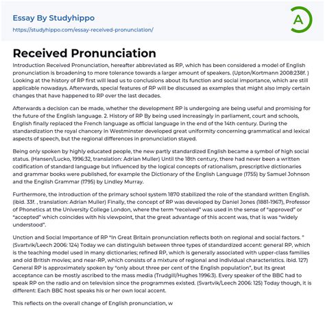 Received Pronunciation Essay Example | StudyHippo.com