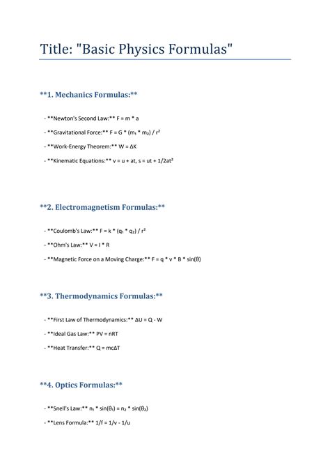 Beginner Physics Formulas 的图像结果