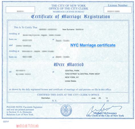 纽约州结婚证样本 | 办理中国签证