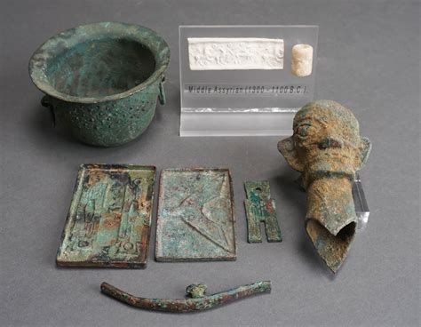 Lot - Group of Six Chinese Archaic Style Verdigris Patinated Metal ...