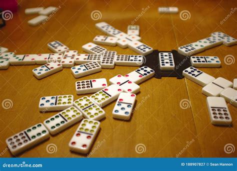 Chickenfoot Domino Game Shown Mid-game Stock Image - Image of group ...