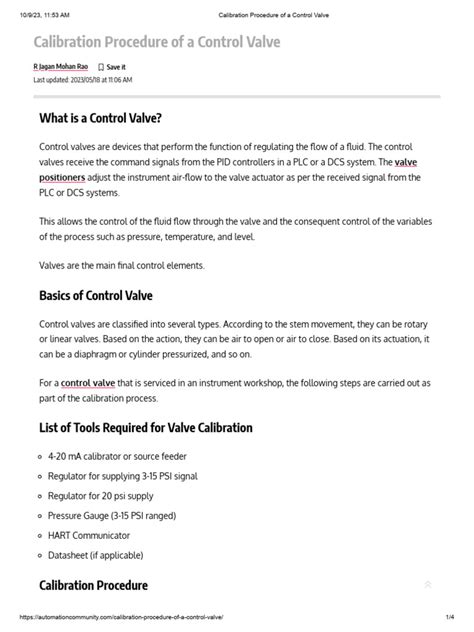 Image result for How to Calibrate Control Valve