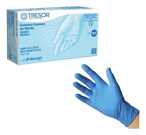 PACK 100 GUANTES REUTTER NITRILO AZUL CELESTE SIN POLVO TAMAÑO M