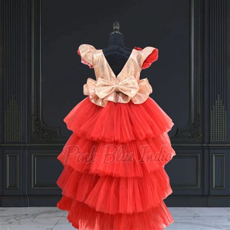 Girls Birthday Red High Low Peplum Dress