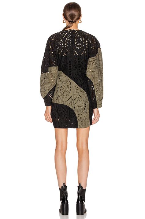 Ganni Broderie Anglaises Dress in Block Colour | FWRD