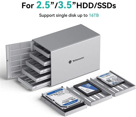 Yottamaster 5 Bay Hard Drive Enclosure USB3.1 Type C For 2.5" 3.5" SATA HDD 80TB | eBay UK