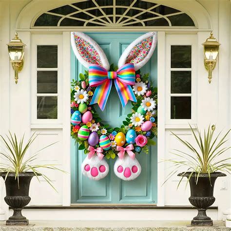 Tyidzon Easter Door Cover Happy Easter Door Banner Decorations for ...