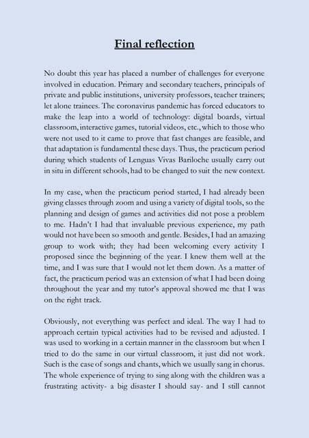 Image result for Final Reflection Essay Example