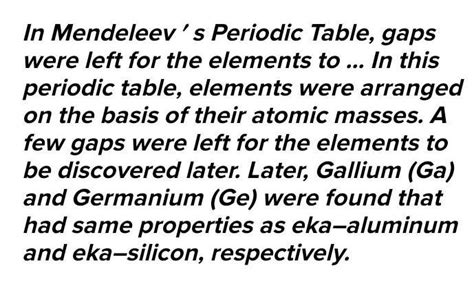 In Mendeleev's periodic table, gaps were left for the elements to be ...