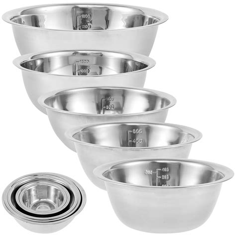 5 Piece Stainless Steel Mixing Bowl Set With Measurement Markers ...