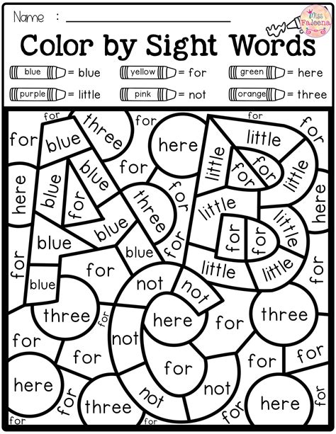 Color By Sight Word Free Printables - Printable Board Games
