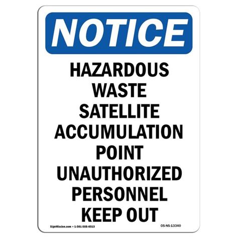Signmission Safety Sign, OSHA Notice, 7" Height, Hazardous Waste ...