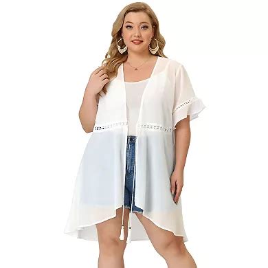 Women's Plus Size Vacation Relaxed Fit Short Sleeve Summer Sheer ...