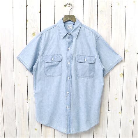 orSlow : SHORT SLEEVE CHAMBRAY WORK SHIRT WITH FLAP POCKET (CHAMBRAY B ...