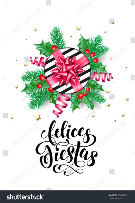 Felices Fiestas Spanish Happy Holidays Calligraphy Stock Vector ...