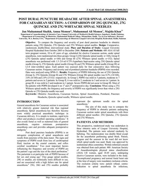 post dural puncture headache after spinal anaesthesia for