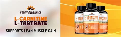 Varey Botanics L-Carnitine L-Tartrate 1000mg Capsules Supplement, 60 ...
