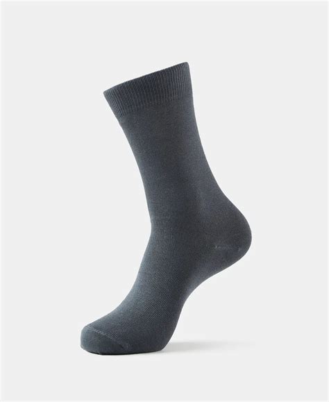 Buy Mercerized Cotton Crew Length Socks with StayFresh Treatment - Coal ...