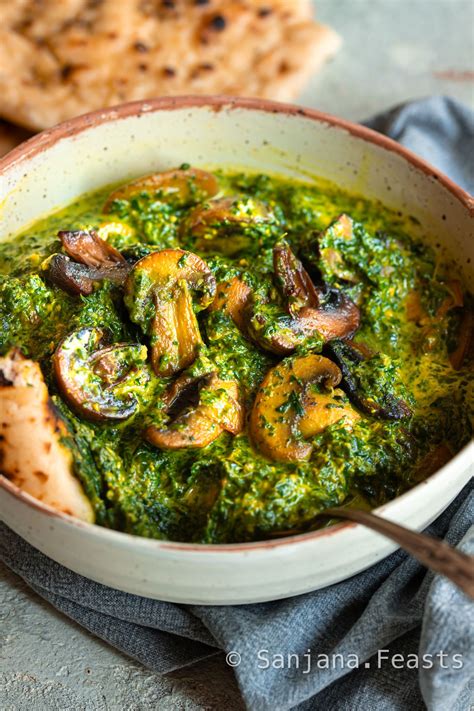 Spinach and Mushroom Curry - Delicious Indian Curry Recipes - Sanjana ...