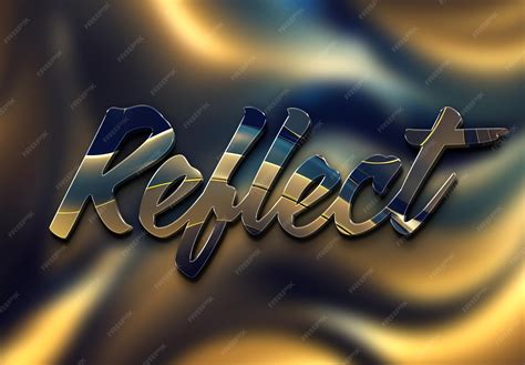 Glossy reflective text effect with blue and golden colors mockup ...