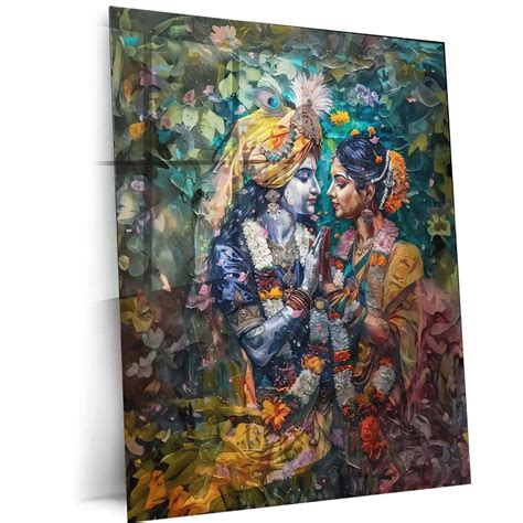 Radha Krishna Metal Poster | Divine Love Painting | Spiritual Wall Art ...