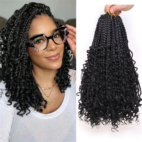 Buy COOKOO 14 Inch Goddess Box Braids Crochet Hair Bohomian Hippie ...