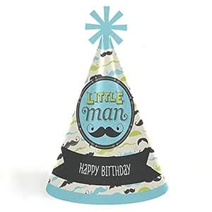 Dashing Little Man Cone Birthday Party Hats 8 Count : Amazon.in: Home ...