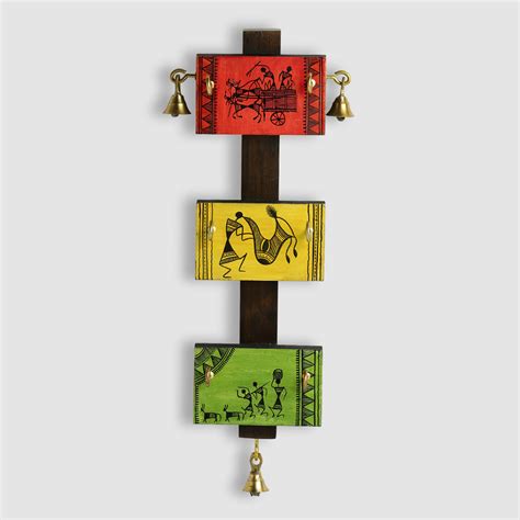 Warli Hand-Painted Key Holder In Pine & Teak Wood - Key Holder Online ...