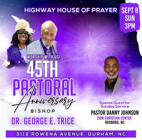 45th Pastoral Anniversary Service for Bishop Dr. George E. Trice | Zion ...