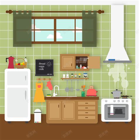 绿色整洁厨房矢量图png图片免费下载-素材0SVUjjPVP-新图网