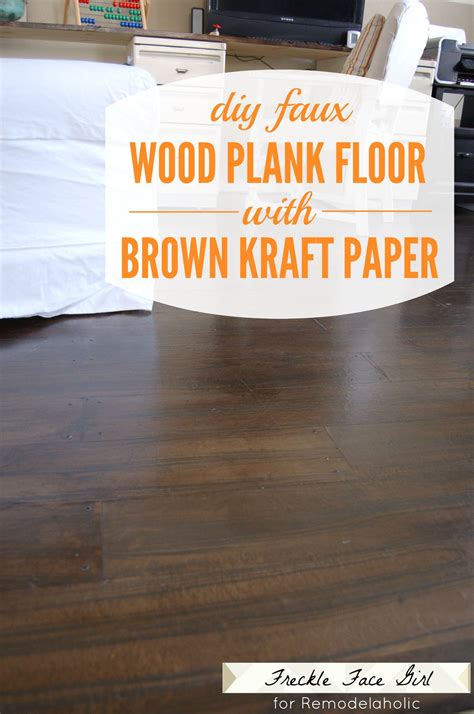 Remodelaholic | Faux Wood Plank Floors Using Brown Paper | Wood plank ...