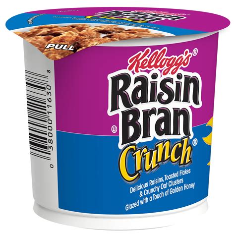 Kellogg's Raisin Bran Crunch Breakfast Cereal Cup, Fiber Cereal, Made ...