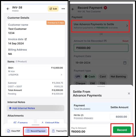 How to record invoice from the advance payments in mobile? - General ...