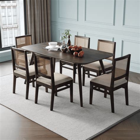 6-Seater Solid Wood Dining Table Set – DIMARVA