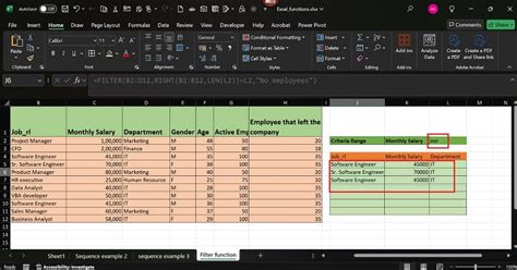 Excel Filter Function with Tables 的图像结果