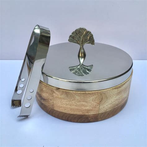 Stylish Wooden & Steel Chapati Roti Box Casserole Container Holder Wit ...