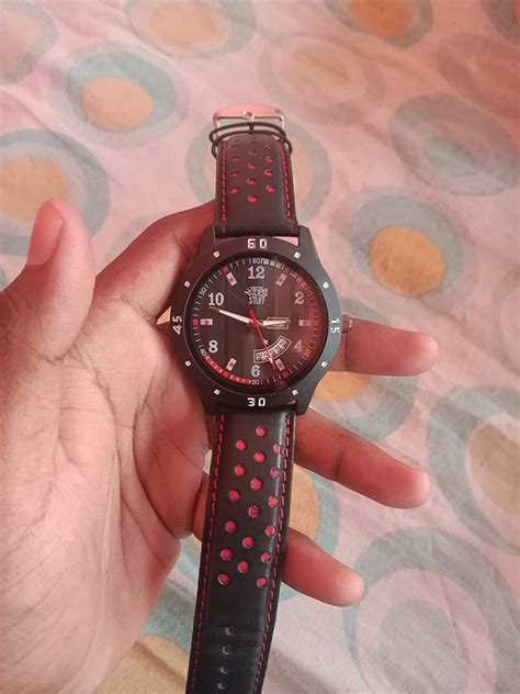 SWADESI STUFF Leather Black Dial Day & Date Analogue Watch For Men ...