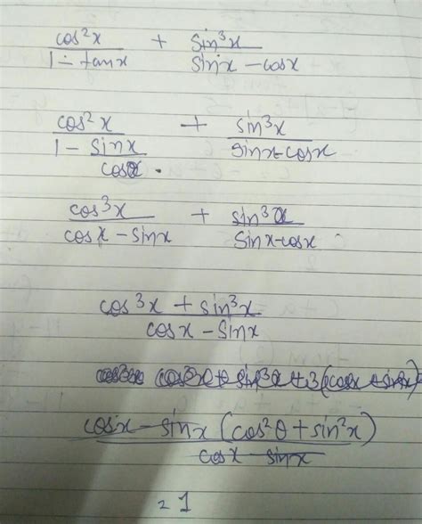 cos2x/1-tanx+sin3x/sinx-cosx - Brainly.in