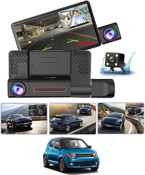 4inch 3Lens Universal Car DashCam Video Recorder,G-Sensor Front Rear ...