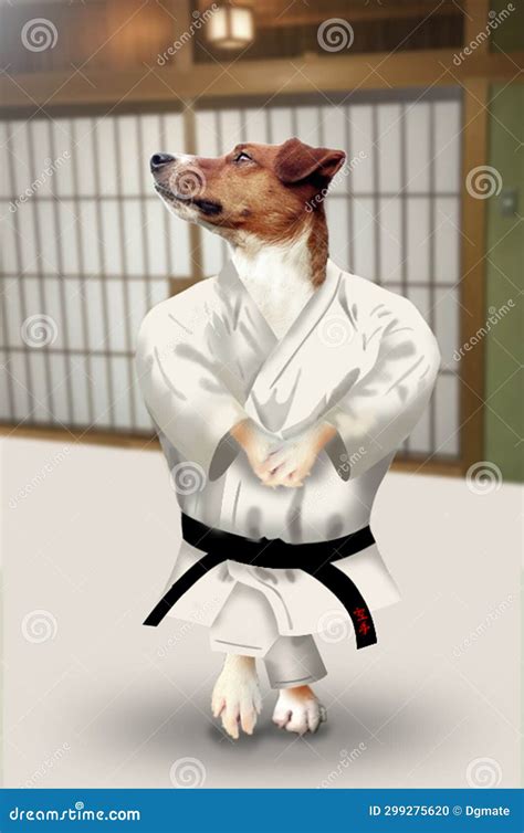 Cute Jack Russell Terrier Dog Doing the Karate Kata Stock Illustration ...