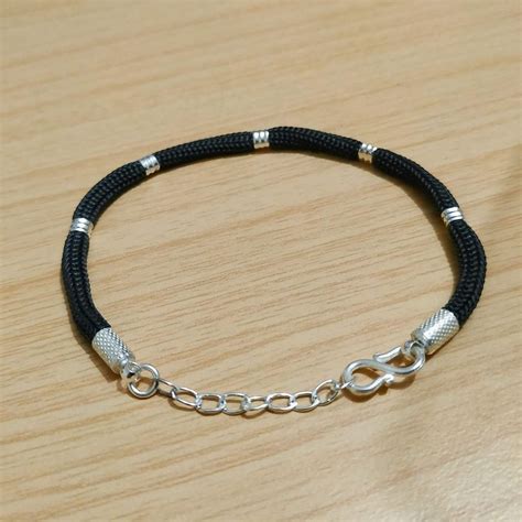 Couple Black Thread Silver Bracelet – RishiRich Jewels