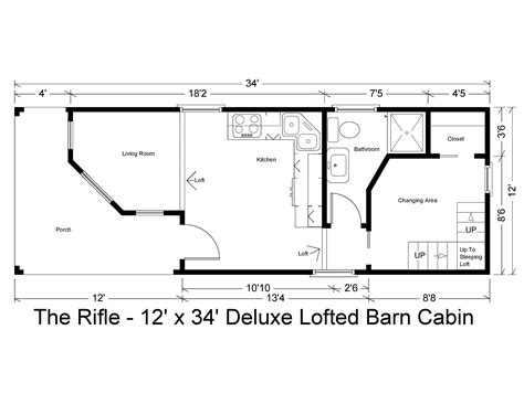 12X32 Side Lofted Barn Cabin Floor Plans - Wade Anne