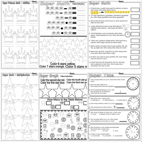 Image result for Mario Math Game Worksheet