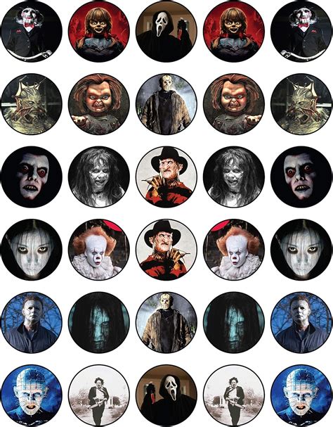 Buy 30 x Edible Cupcake Toppers Themed of Scary Horror Films Collection ...