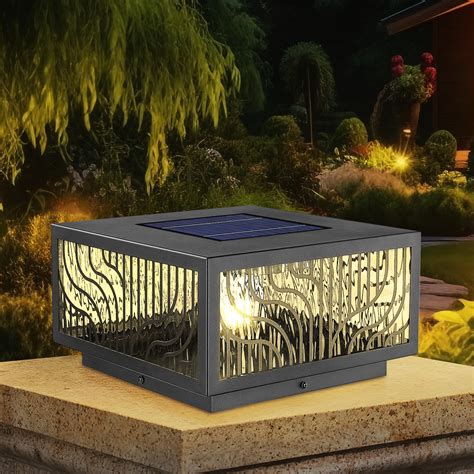 Solar Pillar Light Outdoor,Dusk to Dawn Waterproof Solar Column Cap ...