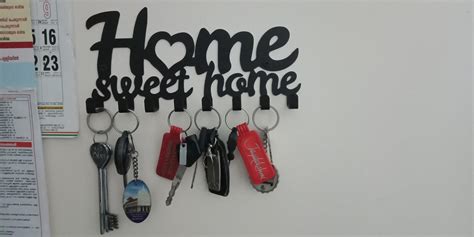 HeavenlyKraft Home Sweet Home Metal Key Holder Black Color Key holder ...